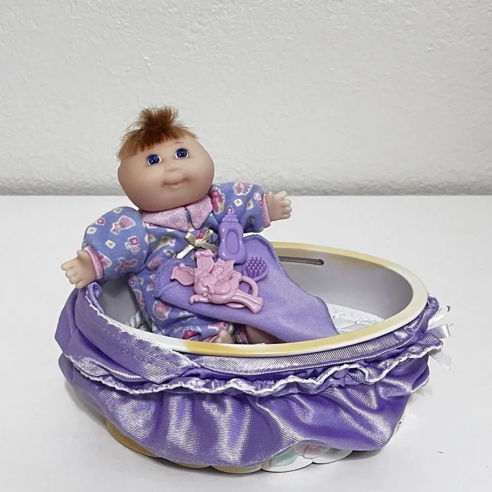 Vintage Cabbage Patch Kids Doll Magic Nursery Cradle Carriage Purple Set 1998